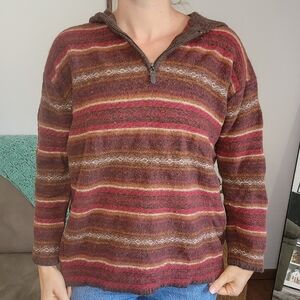 $$ Deane & White Wool Striped Pullover With Hood Size XL